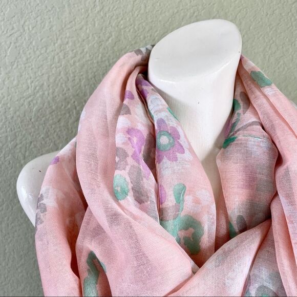 LOF Pastel Floral Infinity Scarf, NWT - Picture 2 of 5